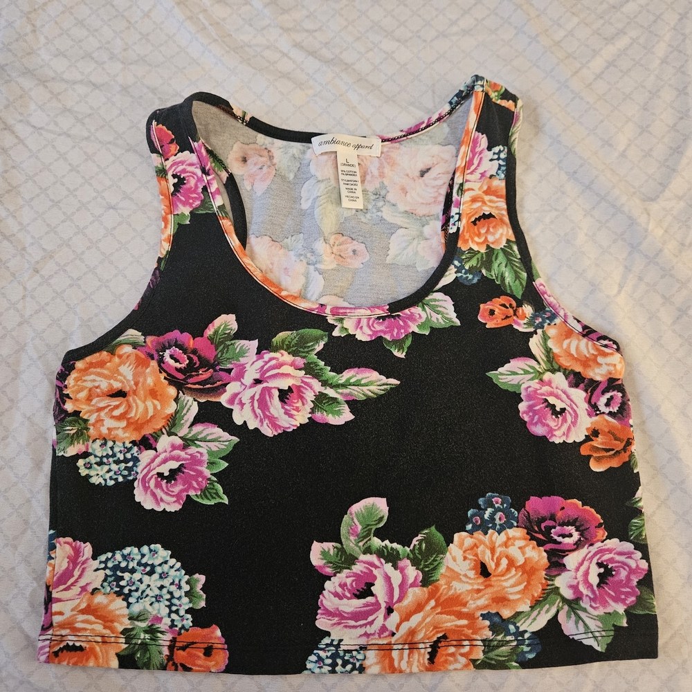 Ambiance Black Floral Crop Top